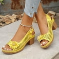 thumbnail image 3 of Square Heeled Sandals for Women Flowers Peep Toe Platform Slip on Boho Beach Dress Shoes Comfortable Outdoor Casual Walking Shoes Yellow Size 9, 3 of 5