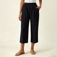 thumbnail image 6 of BUIGTTKLOP Womens Capri Pants High Waisted Lounge Pants Straight Wide Leg Summer Beach Capris, 6 of 8