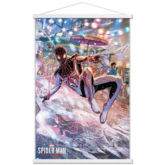 Marvel Spider-Man: Miles Morales - JaVier Garron Wall Poster with Wooden Magnetic Frame, 22.375" x 34"