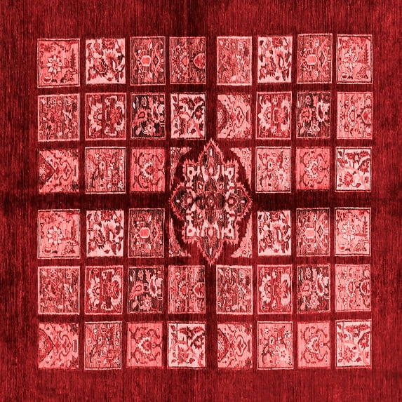 Ahgly Company Indoor Square Abstract Red Modern Area Rugs, 5' Square