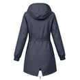 thumbnail image 6 of Busydd Womens Rain Jacket Casual Solid Color Long Sleeve Rain Coat Trendy Adjustable Waist Full Zip Button Waterproof Windbreaker Jacket with Pockets L, 6 of 8