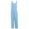 thumbnail image 6 of Elainilye Fashion Womens Pants Casual Loose Jumpsuit Baggy Playsuit Overalls Cotton and Linen Jumpsuit Trousers with Pocket,Blue, 6 of 8