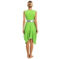 thumbnail image 4 of Alvivi Womens Liturgical Praise Dance Worship Irregular Hem Sleeveless Color Block Lyrical Dance Dress Light Green XL, 4 of 6