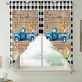thumbnail image 2 of Black Plaid Easter Swag Valances for Windows, Kitchen Window Curtains Over Sink, Truck Spring Floral Bunny Animals Wooden Window Treatment Curtains for Living Room/Bedroom 2 Panel Sets 36"x45", 2 of 8