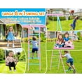 thumbnail image 3 of Veeboto Swing Sets for Backyard, 6-in-1 Heavy-Duty 700lbs Extra Large Swing Frame, Kids Swing Set with 3 Swing Seats Climbing Net/Ladder & Basketball Hoop, 3 of 7