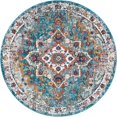 thumbnail image 1 of Unique Loom Charme Moderne Zone Tapis 4' x 4' Ronde Sarcelle/ivoire, 1 of 1
