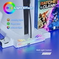 thumbnail image 3 of Station de Refroidissement pour PS5 Slim avec Recharge Double des Manettes, Support RGB PS5 Vertical pour PlayStation 5 et Console Slim Édition Numérique et Disque, Base d'Accessoires avec Support pour Casque 14 Emplacements de Jeux, 3 of 6