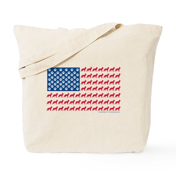 CafePress - German Shepherd USA American FLAG Tote Bag - Unisex Canvas Tote Bag, Beige, 1-Piece