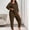 Brown, variant on Dianli Pajamas Loungewear Plus Size Solid Color Seven Quarter Sleeve And Pants Thermal Pajama Set Soft Warm Breathable Relaxed Homewear Nightwear Sleepwear