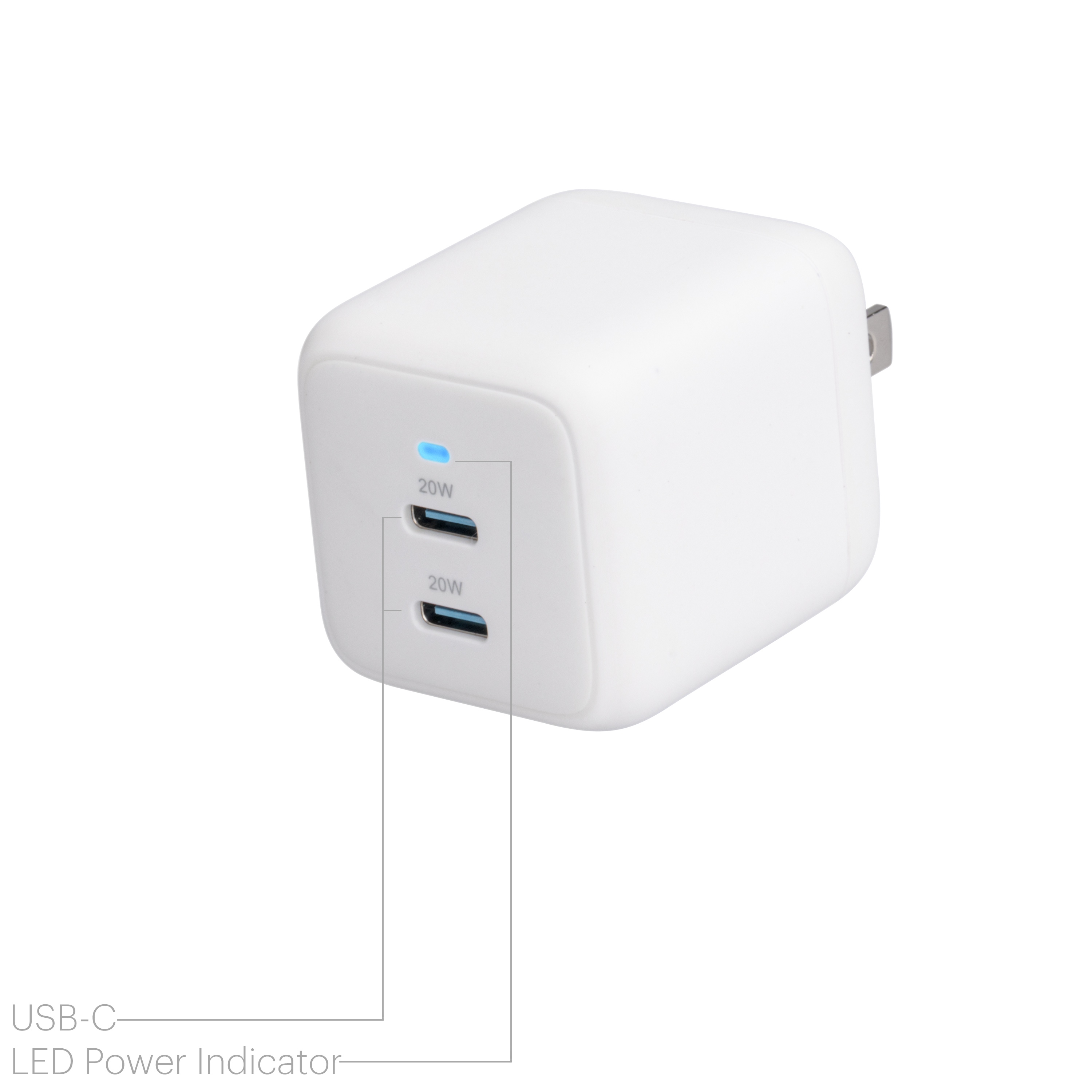 onn 40W Dual USB-C Wall Charger, White photo 1