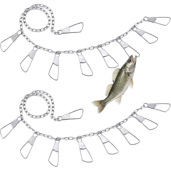 2 Pack Fishing Chain Stringers – Stainless Steel Fish Stringer with Swiveled Moveable Snaps for Freshwater & Saltwater