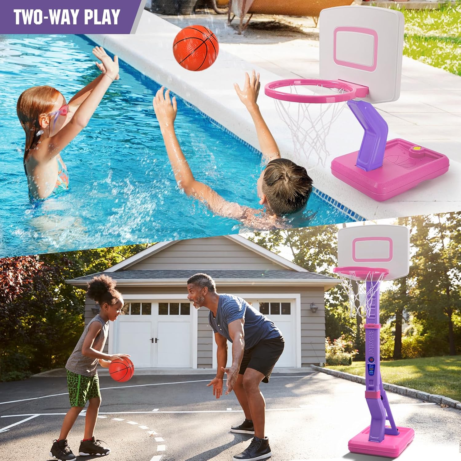 Toddler Basketball Hoop - Height Adjustable Kids Basketball Hoops for Indoor & Outdoor Play - Portable Mini Basketball Goal for Poolside- Game Sport Toys for Boys & Girls Age 1 2 3 4 5