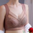 thumbnail image 4 of VISALY wide strap bra Racerback Bras for Women, Ladies Lace Bra Wireless Fixed Cup Seamless Vest Bra Womens Posture Correcting Bra Up Wireless Bra, Lace Bra Womens Wireless Bra, Brown,3XL, 4 of 7