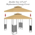thumbnail image 2 of Lovote 2 Tier 10x10ft Gazebo Replacement Canopy Cover Tent Roof Top Garden Patio Cover Waterproof Anti-UV Sunshade Khaki, 2 of 7