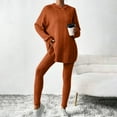 thumbnail image 5 of Tracksuit for Women New Women's 2 Piece Outfits Ribbed Knitted Long Sleeve Hooded Tops and Leggings Sets Casual Comfy Set Orange M, 5 of 9