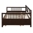 thumbnail image 6 of PAPROOS Full Size Daybed with Trundle Included, Solid Wood Daybed with a Trundle, Heavy Duty Daybed Frame, Living Room Sofa Bed with Pull Out Bed, No Box Spring Needed, Espresso, 6 of 7