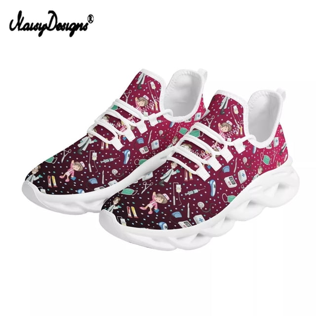 Zapatillas Noisydesigns para mujer, zapatos planos con estampado de doctor en medicina, informales, de malla ligera y transpirables, para correr, verano