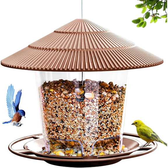 Outdoor Hanging Bird Feeder for Wild Birds – Brown, Seed Feeder for Garden & Yard