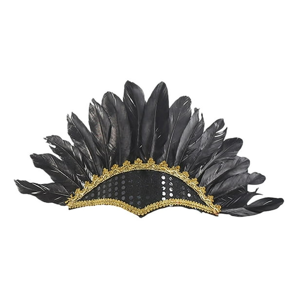 Diadema de plumas Yuyangstore tocado de plumas negro