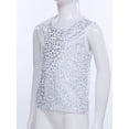 thumbnail image 5 of Haitryli Girls Kids Sleeveless Metallic Leopard Tank Tops Athletic Training Sports Vest Hip Hop Dance Outfits Silver 130-140, 5 of 7