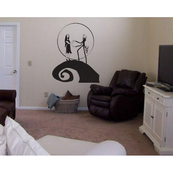 Nightmare Before Christmas Jack and Sally Vinyl Wall Decal Decor - Black$$Tools