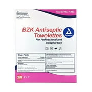 Dynarex BZK Antiseptic Towelettes, 5 x 7 100 Pads MS-60700