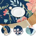thumbnail image 4 of Water-Resistant Floral Round Tablecloth with Elastic Hem, Durable Polyester Fabric Fits 44-52 Inch Diameter Tables for Dining or Garden, Large Size, 4 of 7