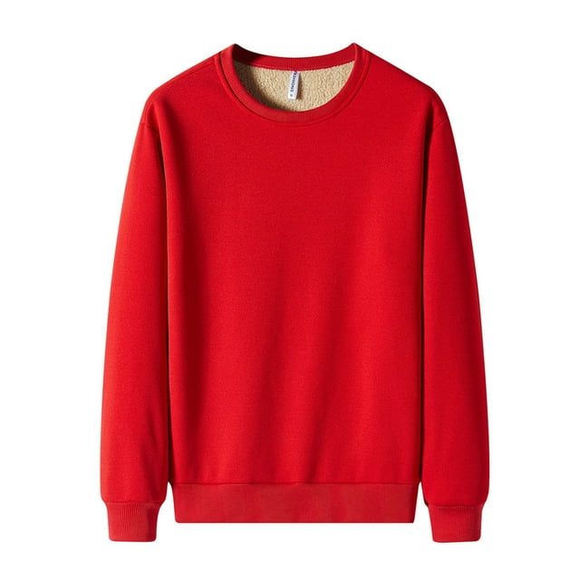 pstuiky camisa de manga larga para hombre, Sudadera con capucha de lana de cordero con cuello redondo y color liso para hombre top de hombre s