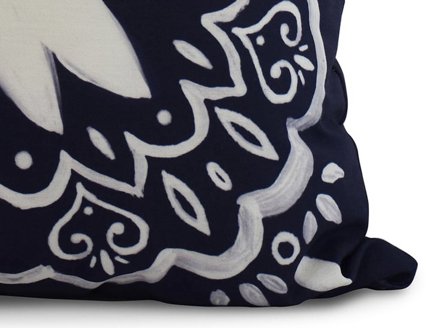 Simply Daisy, 20 x 20 Inch, Cuban Tile 1, Geometric Print Pillow, Navy Blue