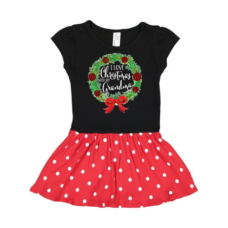 

Inktastic I Love Christmas with My Grandma Wreath Gift Toddler Girl Dress