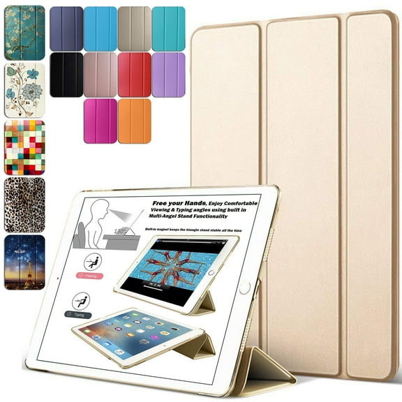 DuraSafe Cases For iPad 5 / iPad 6 / 2017 / 2018 - 9.7 Inch Slimline Series Lightweight Protective Cover with Dual Angle Stand & Froasted PC Back Shell - Gold