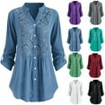 thumbnail image 4 of GAKVBUO Button Lace V Neck Long Sleeve Blouse (Women's Plus), Sizes S-XXXXL, 4 of 4