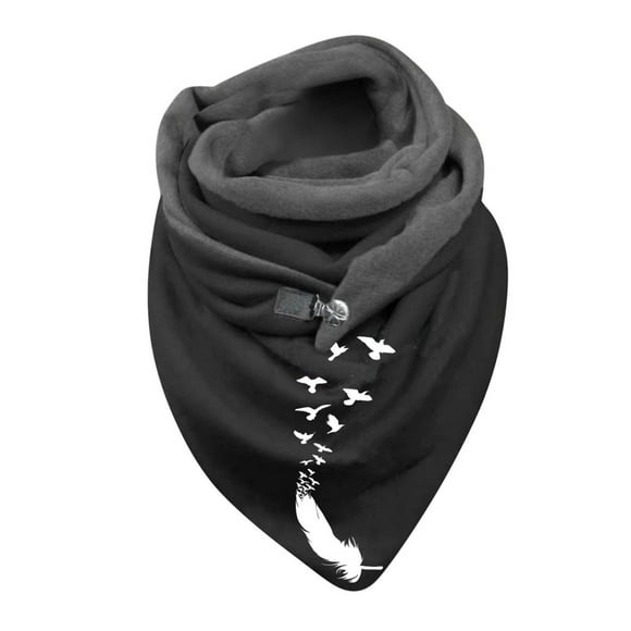 Women‘s Scarf Warm Cotton Print Button Fashion Soft Wrap Scarve Shawls