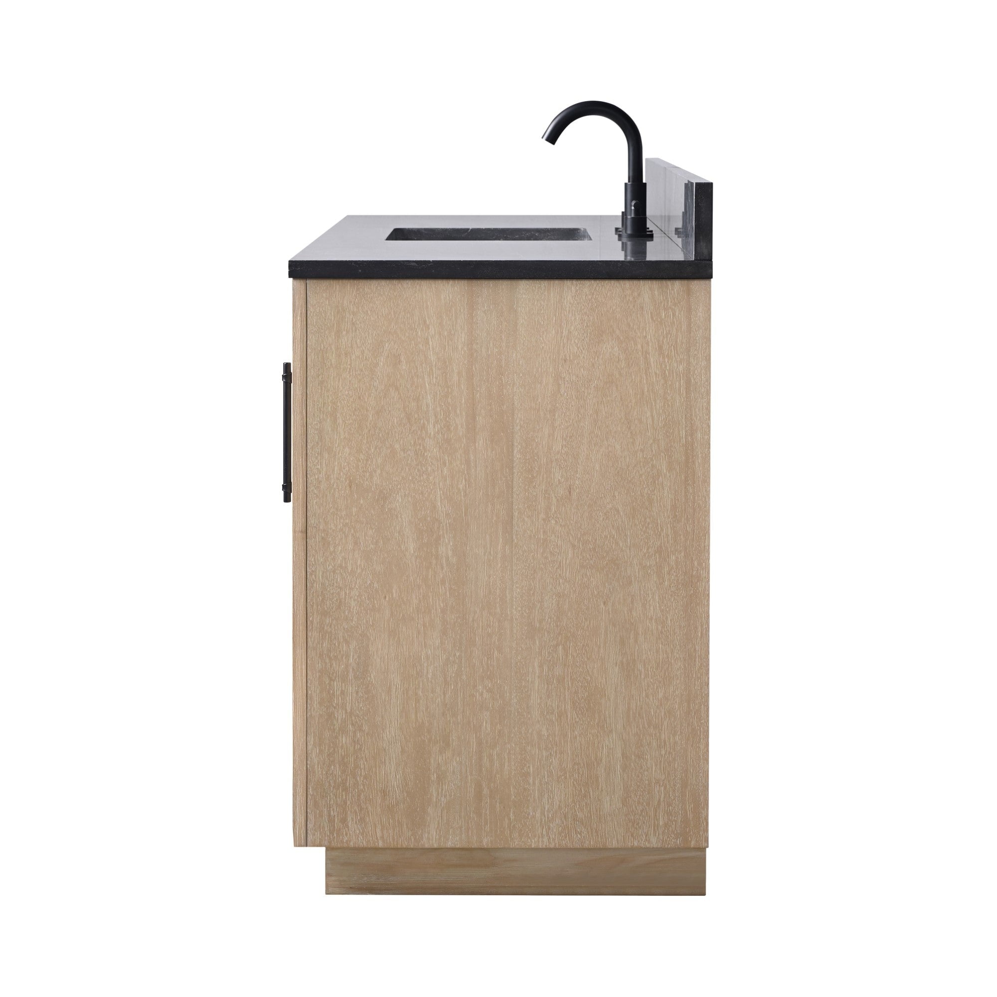 Vanity Art 60" Single Bathroom Vanity with Sink, Freestanding Bath Storage Cabinet with Black Limestone Top