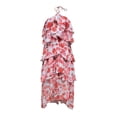 thumbnail image 4 of Summer Dresses for Women Women's Elegant Off Shoulder Chiffon Floral Dress Floral Print Halter Neck Sleeveless Long Sleek Evening Gown with Flowing for Occasions Beach Vacation Pink S, 4 of 5
