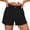 Black, variant on Ynynloco Bermuda Shorts for Women 100%Cotton Summer Dressy Casual Elastic High Waisted Wide Leg Knee Length Shorts with Pockets