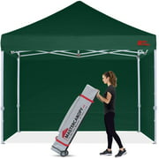LZMY Ez Pop-up Canopy Tent Commercial Instant Canopies with 4 Removable Side Walls and Roller Bag, Bonus 4 SandBags (8x8, Red)