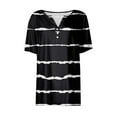 thumbnail image 4 of OKBOP Short Sleeve Summer Tops for Women Black Striped Button V-Neck T-Shirts Ladies Shirts Clearance $5, 4 of 5