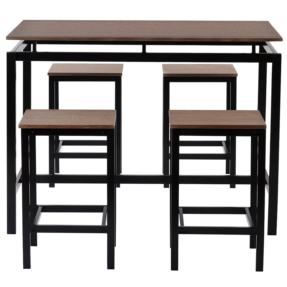 Lowestbest 5-Piece Kitchen Counter Height Table Set, Industrial Dining Table with 4 Chairs (Dark Brown) Lowestbest 5-Piece Kitchen Counter Height Table Set, Industrial Dining Table with 4 Chairs (Dark Brown)