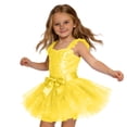 thumbnail image 4 of Wuxian Girls Carnival Dance Tutu Skirt Sequins Glitter Cute Bow Layered Ballet Party Trendy Tulle Mini Skirt,Yellow,4-8 Years, 4 of 4