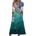thumbnail image 2 of Women's Summer Maxi Dresses 2025 Casual Short Sleeve V Neck Long Dress Boho Floral Printed Button Down Sundress Flowy Beach Vacation Ladies Dress Order History Online Clarence Items All Departments, 2 of 5
