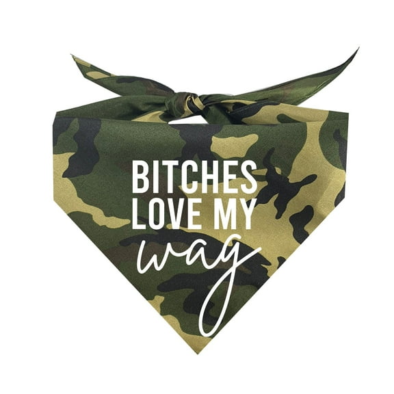 Bitches Love My Wag Triangle Dog Bandana (Assorted Colors)