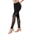 thumbnail image 4 of Lace Leggings for Women See Through Stretchy Elastic Waist Slim Fit Skinny Pants Trousers M Black, 4 of 6
