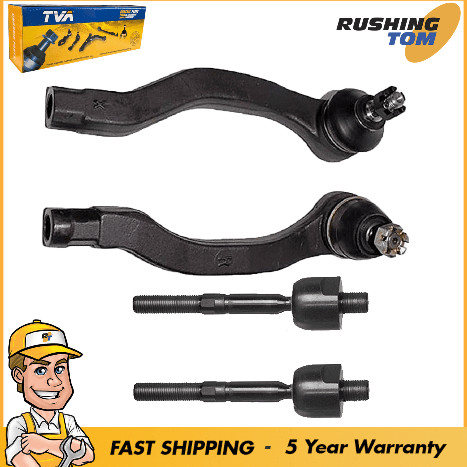 4 Front Inner & Outer Tie Rod for Acura CL TL Honda Accord