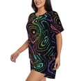 thumbnail image 2 of Fuzoiu Rainbow Glitter Print Women's Short-Sleeved Pajama Set,Lounge Sleepwear Set,Womens Pajama Sets 2 Piece,Button-Up Top and Shorts with Pockets-XX-Large, 2 of 7