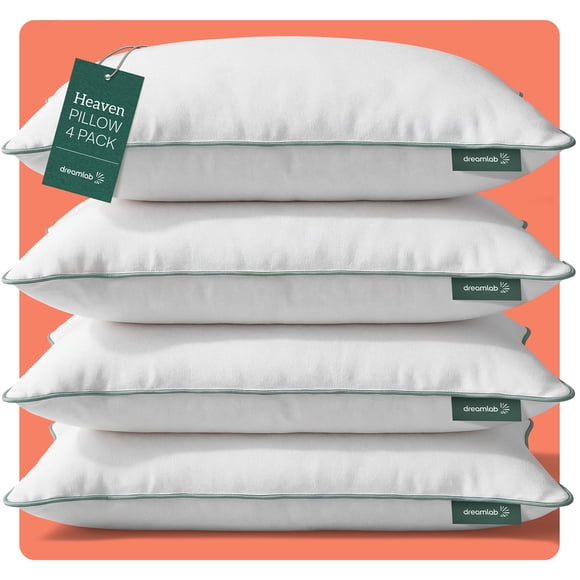 Almohadas Heaven Pillow Dreamlab Relleno Down Alternative Extra Suave Firmeza Suave e Hipoalergénica Tamaño Estándar 4 Piezas