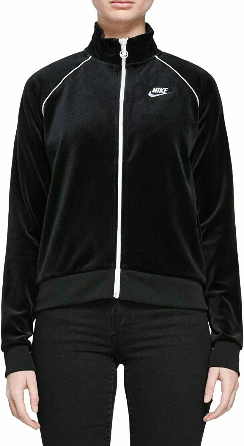 Nike - Nike Women's Sportswear Velour Track Jacket Black/White Full Zip