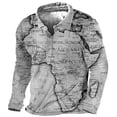 thumbnail image 1 of Blusas y camisas de manga larga con cuello redondo para hombre, blusa informal de moda con cuello vuelto, manga larga y botones estampados, blusa para hombre, 1 of 2