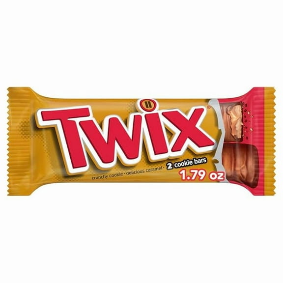 Pack of 2 TWIX Milk Chocolate Caramel Cookie Candy Bar, Full Size Candies, 1.79 oz Bar