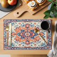 thumbnail image 2 of Retro Orange Pattern Placemats Set of 2, Ethnic Orange Blue Floral Texture Non-Slip Place Mats Washable Table Mats for Kitchen Dining Table Decorations Indoor/Outdoor, 2 of 9